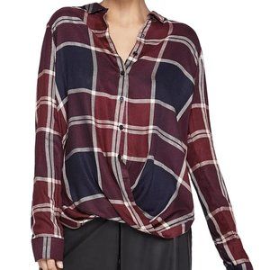 BCBGeneration Draped Plaid Shirt